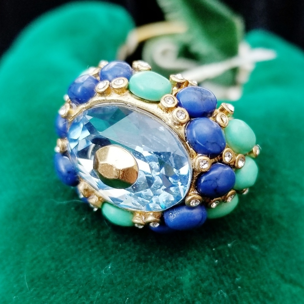 Stella&Dot Sky Blue Crystal•Cobalt•Turquoise Ring - Picture 2 of 7